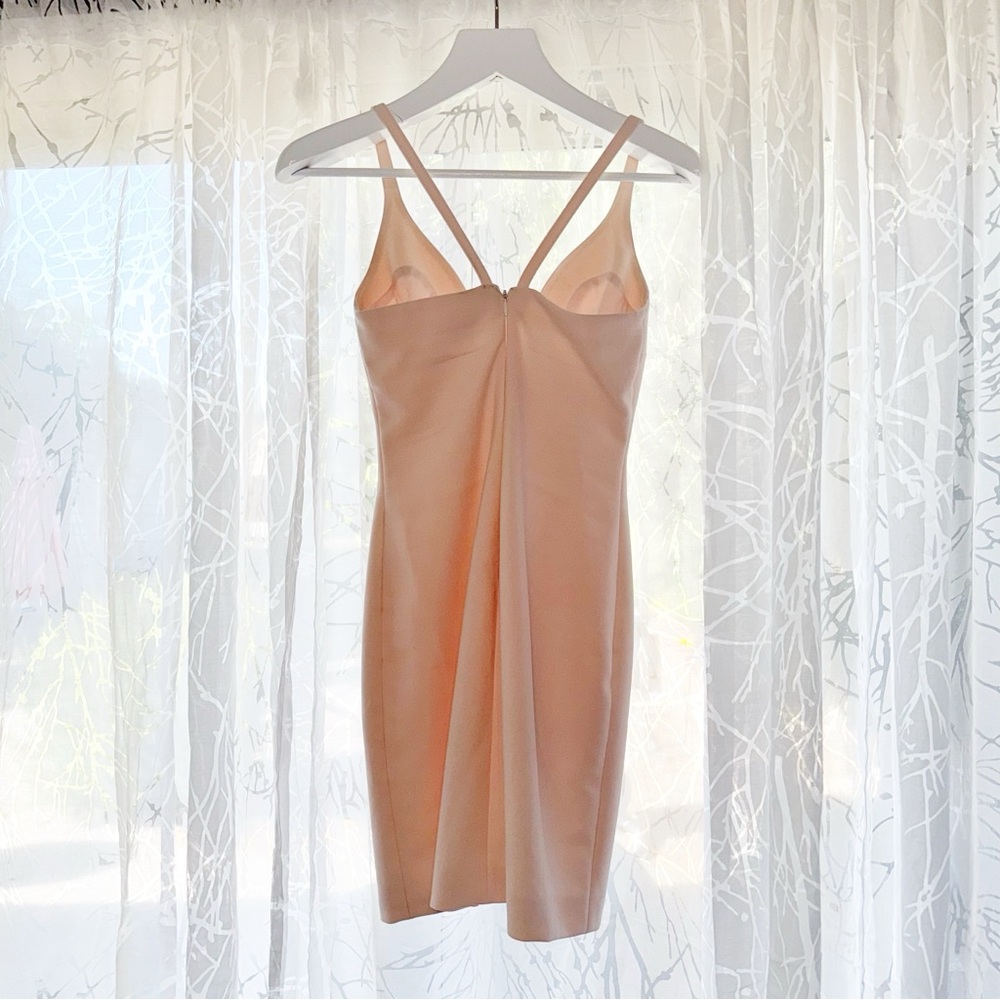CINQ A SEPT ARA LIGHT PINK PLUNGE DEEP V-NECK SLEEVELESS FITTED MINI DRESS - Picture 5 of 12